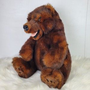 Disney Parks Hidden Mickey Realistic Brown Bear Hand Puppet Plush 17"